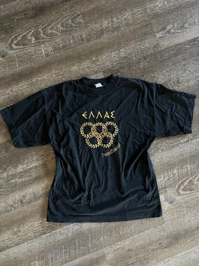 Black Greece Olympic Emblem Short Sleeve T-Shirt